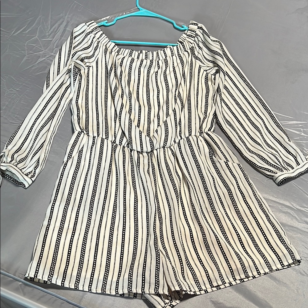 Striped Black and Cream Romper